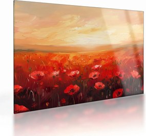 Sklenený obraz - Pole vlčích makov (70x50 cm)