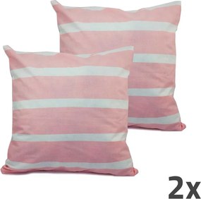 Home Elements Povlak na vankúš, sada 2 ks, ružová, biele prúžky