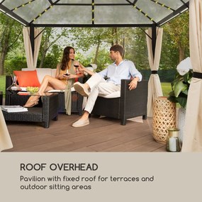 Blumfeldt Pantheon Solid Sky Ambient Solar, altánok so strechou, 3 x 4 m, polykarbonát, hliník, osvetlený