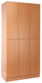 Drevená šatníková skrinka Visio - 6 boxov, 90 x 45 x 185 cm, cylindrický zámok, buk