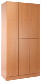 Drevená šatníková skrinka Visio - 6 boxov, 90 x 45 x 185 cm, cylindrický zámok, buk