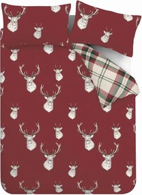 Červené obliečky Catherine Lansfield Munro Stag, 200 x 200 cm