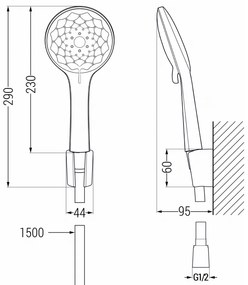Mexen príslušenstvo - 1-bodový ručný sprchový set R-74, chróm/biela , 785745052-00