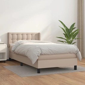 Boxspring posteľ s matracom kapučínová 90x200 cm umelá koža 3130762