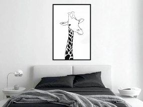 Plagát v ráme Black and White Giraffe