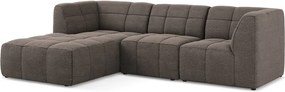 Hnedá rohová pohovka z textílie buklé (ľavý roh/s leňoškou) Aloha – Makamii