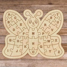 SENTOP | Detské drevené puzzle - Abeceda motýľ A-ZET 26 dielikov | SENTOP H009
