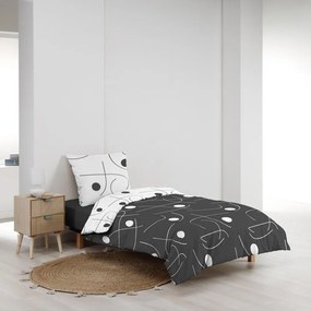 Biele/tmavosivé obliečky na jednolôžko z mikrovlákna 140x200 cm Sonate – douceur d'intérieur