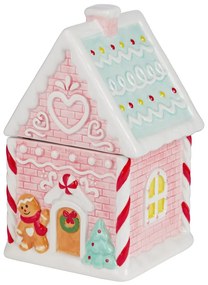 SWEET X-MAS Dóza na sušienky perníková chalúpka - ružová