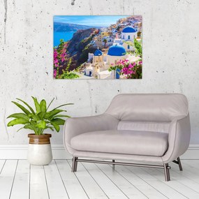 Sklenený obraz - Santorini, Grécko (70x50 cm)