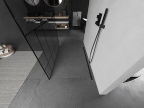 Mexen Kioto, sprchová zástena Walk-In 100 x 200 cm, 8mm číre sklo čierny vzor, grafitový profil, 800-100-002-95-78