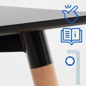 Stôl drevený Viborg 60 natura / čierna - v75 x 60 x 60 cm