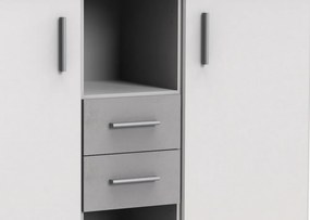 Široká komoda Joker, biela/sivý betón