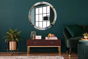 Okrúhle dekoračné zrkadlo s motívom Abstraktné okno z farebného skla fi 90 cm