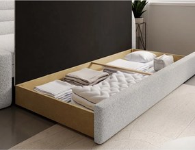 Krémovobiela rozkladacia/s úložným priestorom pohovka z textílie buklé pravý roh 223 cm Fabillo – ELTAP