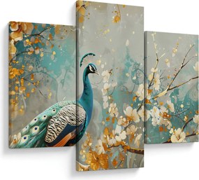 Obraz - Páv so zlatým dekorom (90x60 cm)