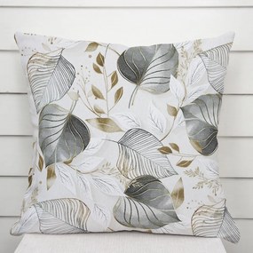 Biante Dekoračná obliečka na vankúš Leona LN-173 Sivé listy na režnom 40 x 40 cm