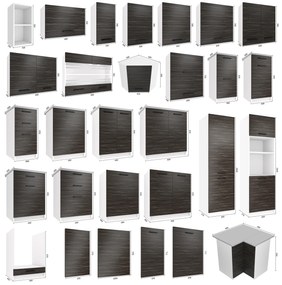 Kuchynská linka Belini 360 cm eben kráľovský s pracovnou doskou Lidiauniqa2  TOR LIDIAUNIQA2/4/WT/HK/0/B1