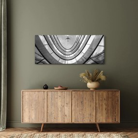 Obraz - Lietadlo nad budovou (120x50 cm)
