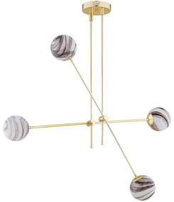 Argon 1840 - Luster na tyči ABSOS 4xE14/7W/230V alabaster zlatá