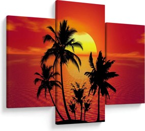 Obraz siluety ostrova s palmami (90x60 cm)