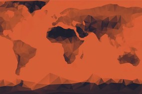 Samolepiaca tapeta oranžová mapa v polygonálnom štýle - 150x100