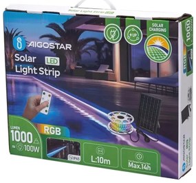 Aigostar - LED RGB Stmievateľný solárny pásik LED/10W/3,2V 10 m IP65 + DO