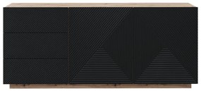 Komoda Asha 167 cm na sokli - artisan / čierny mat