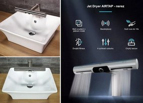 Bezdotykový sušič rúk - tryskový v kombinácii s bezdotykovou batériou Jet Dryer AIRTAP, čierny mat, okrúhly