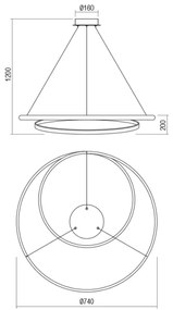 Redo 01-1890 - LED stmievateľný luster na lanku TORSION LED/35W/230V, pr. 75 cm, biely