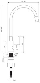 Deante ZQJNN103 - Kuchynský drez EVORA 50x50 cm + drezová batéria granit/čierna