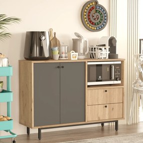 Skrinka na mikrovlnku Houseland Royce 02 dub Castello/antracitovo šedá