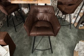 Barová stolička Loft starožitná hnedá lakťová opierka