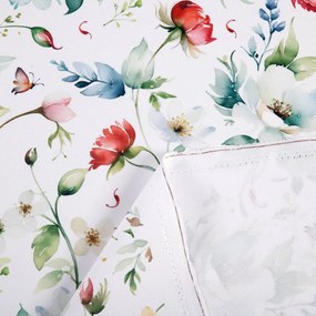 Biante Dekoračný záves TF-116 Akvarelové kvety s kolibríkmi na bielom 140x140 cm