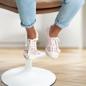 Barová stolička Damar - koženka, biely rám - svetlohnedá