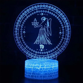 3Dmix 3DL-WD077 – 3D LED nočná lampa - znamenie zverokruku Panna (Wood)