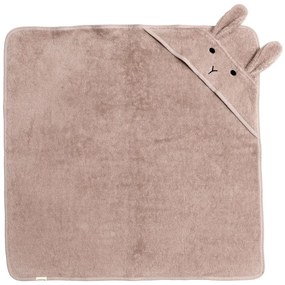 Ružovo-hnedá bavlnená detská osuška s kapucňou 75x75 cm Rabbit – Kindsgut