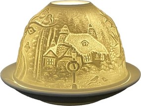 Biely porcelánový svietnik na čajovú sviečku jeleň Paollo - Ø 12 * 8 cm