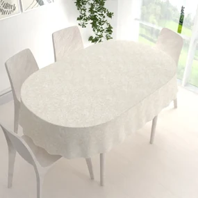 Biante Veľký teflónový oválny obrus TF-033 Venezia smotanový 160x200 cm