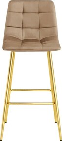 Barová stolička ARCETO zamatová hnedá / zlatá
