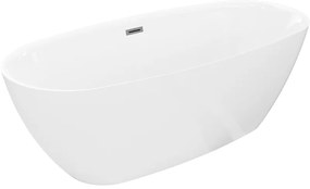 Mexen Luvo Slim, voľne stojaca vaňa 170 × 75 cm, biela lesklá, grafitový prepad, 52801707500-66