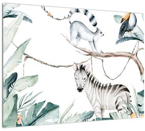 Sklenený obraz - Exotické zvieratká (70x50 cm)