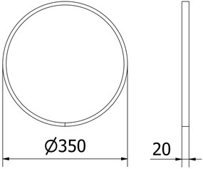 Mexen Loft, okrúhle kúpeľňové zrkadlo 35 cm, farba rámu čierna matná, 9850-035-035-000-70