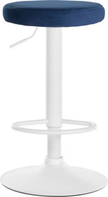 Barová stolička Ponte - zamat, biely rám - Modrá