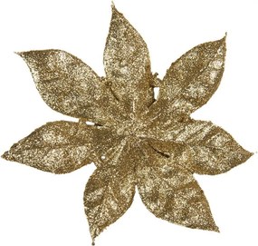 Zlatá trblietavá umelá dekorácia vianočná hviezda Poinsettia - Ø 15*2 cm