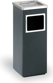 Odpadkový kôš s popolníkom, 240 x 240 x 600 mm, čierná / nerez