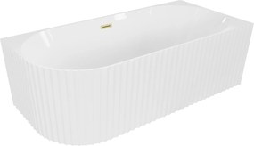 Mexen Gia Rohová Vaňa 150x75cm Biela Lesklá, Zlatý Prepad, Pravá