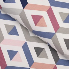 Biante Bavlnený štvorcový obrus Sandra SA-573 Modro-ružovo-sivé kosoštvorce 150x150 cm