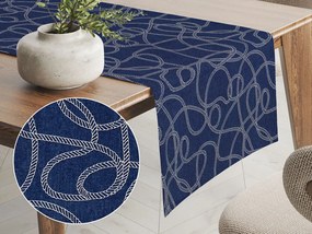 Biante Bavlnený behúň na stôl Sandra SA-085 Povrázkový ornament na modrom 35x180 cm