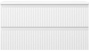 Mexen Rivel, kúpeľňová skrinka 90 cm s pracovnou doskou, 2 zásuvky, drážkovaná, biela matná, 91A20-09047-2-BFFC01